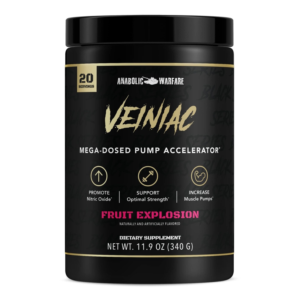 Anaboolne sõda Veiniakia Lihaspumba aktiveerija Täiendus Stimulant Tasuta Pre-Workout L-tsitrulliin, Betaiin veevaba, & Lisatud AGMassTM, suurendab lämmastikoksiidi *, Fruit Punch 20 Servings