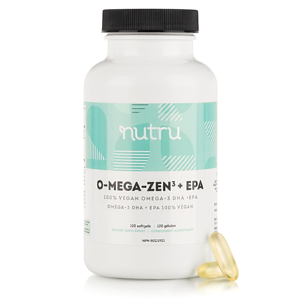 O-Mega-Zen3 +EPA Vegan Omega 3 täiendus - kalaõli alternatiiv - Premium mere vetikapõhine Omega-3 DHA ja EPA rasvhapped - Karrageenivaba - 120 Softgels
