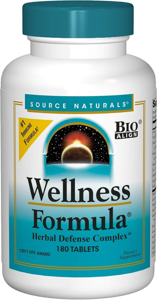 Allikas Naturals Wellness Formula Bio-Aligned, Echinacea Free Vitamiinid & Taimne kaitse - Immuunsüsteemi tugilisa ja immuunsuse suurendaja - 180 Count