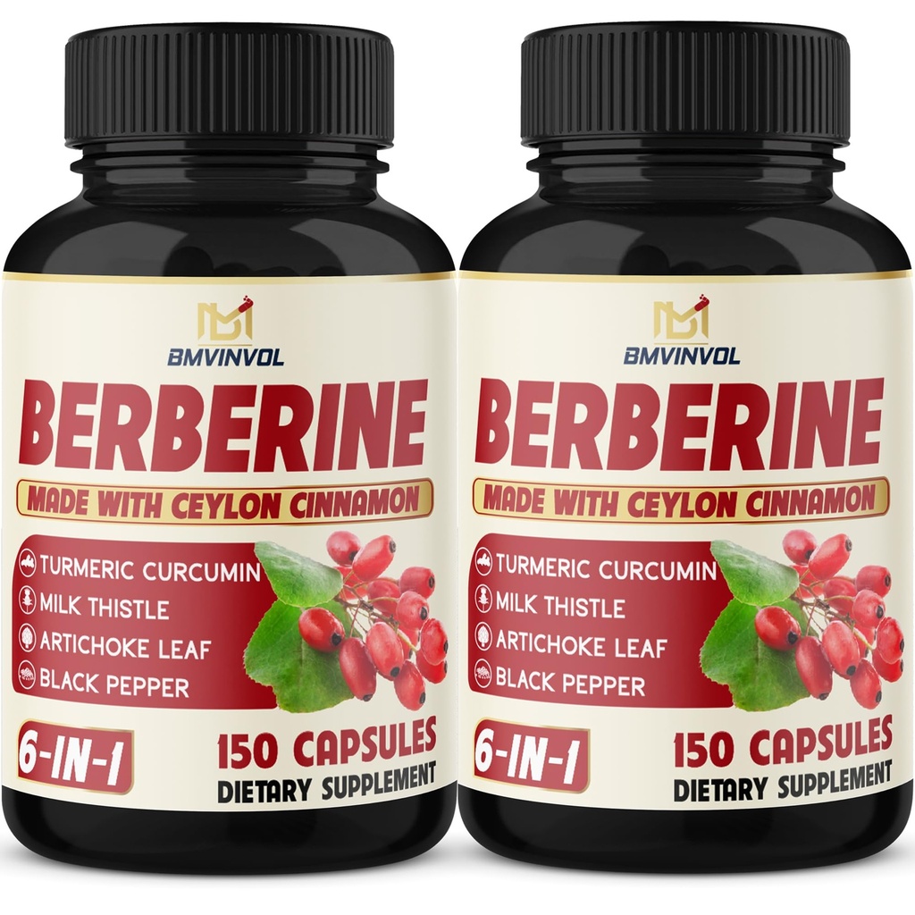2 Pack Berberine HCl- Plus Tseiloni kaneel , kurkum , piimaohakas , artišokk , must pipar , berberiini HCI juurelisandid Pills - Immuunsüsteem