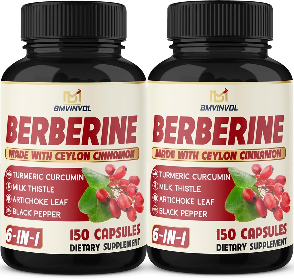 2 Pack Berberine HCl- Plus Tseiloni kaneel , kurkum , piimaohakas , artišokk , must pipar , berberiini HCI juurelisandid Pills - Immuunsüsteem