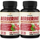2 Pack Berberine HCl- Plus Tseiloni kaneel , kurkum , piimaohakas , artišokk , must pipar , berberiini HCI juurelisandid Pills - Immuunsüsteem