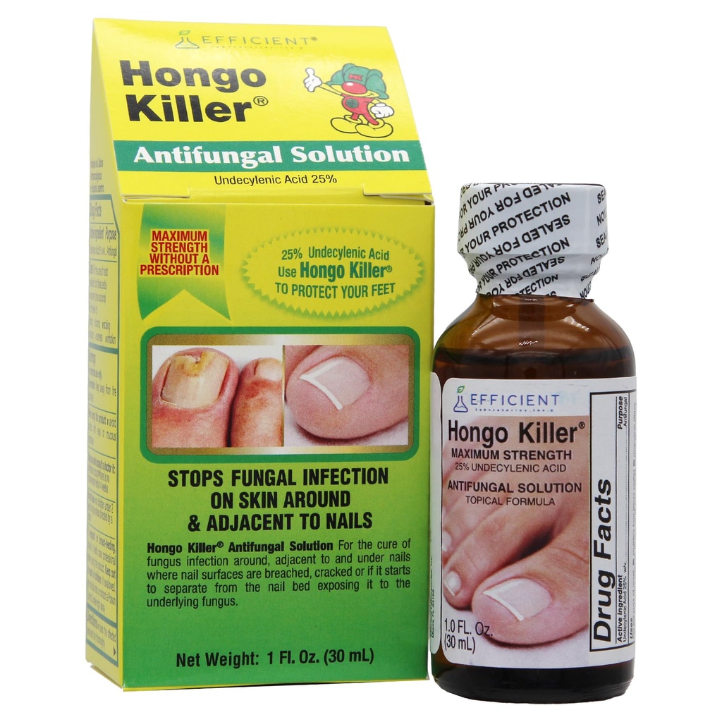 HONGO KILLER Antifungal Solution, Athlete's Foot Treatment, Multicolor, 1 Fl Oz