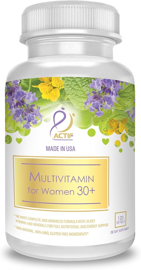 ACTIF Multivitamiin naistele vanuses 30+ 30 orgaanilist vitamiini ja orgaanilisi maitsetaimi, mitte-GMO, valmistatud USAs, 2-kuuline pakkumine