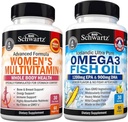 Igapäevane multivitamiin naistele kapslitele (1 kuu pakkumine) pluss kolmekordne tugevus Omega 3 kalaõli softgelid (1 kuu pakkumine)