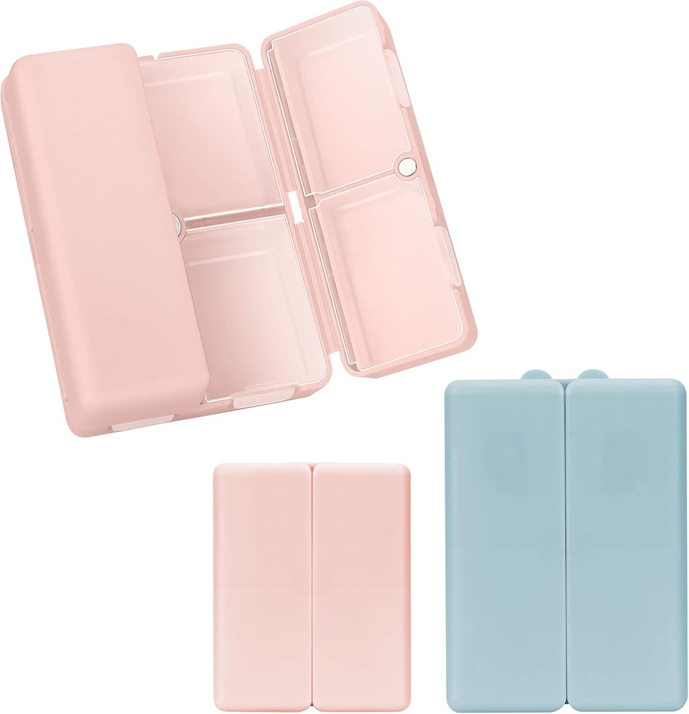 FYY 2 Tcs Daily Pill Korraldaja, 7 Kompartments Portable Pill Case Travel Pill Korraldaja, [Folding Design] Pill Box Purse Pocket hoida vitamiine, tursa maksaõli, täiendused ja ravimid-Pink + mereväe