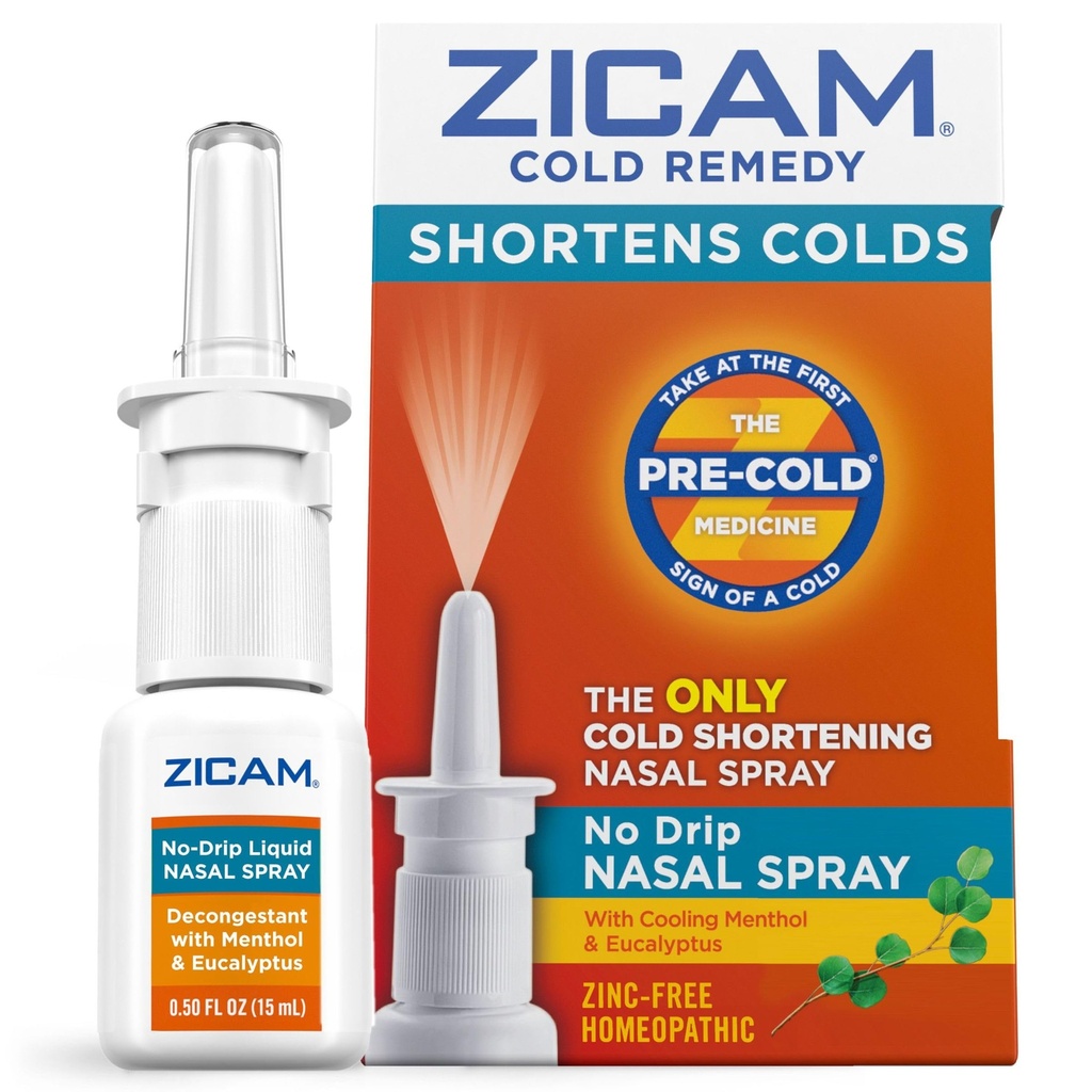 Zicam Cold Ravib No-Drip Nina Spray Jahutav Mentool & Eukalüpt, Homöopaatiline, Tsingivaba, Pre-Külm Meditsiin, Lühendab Külma Kestust, 0,5 Ounce