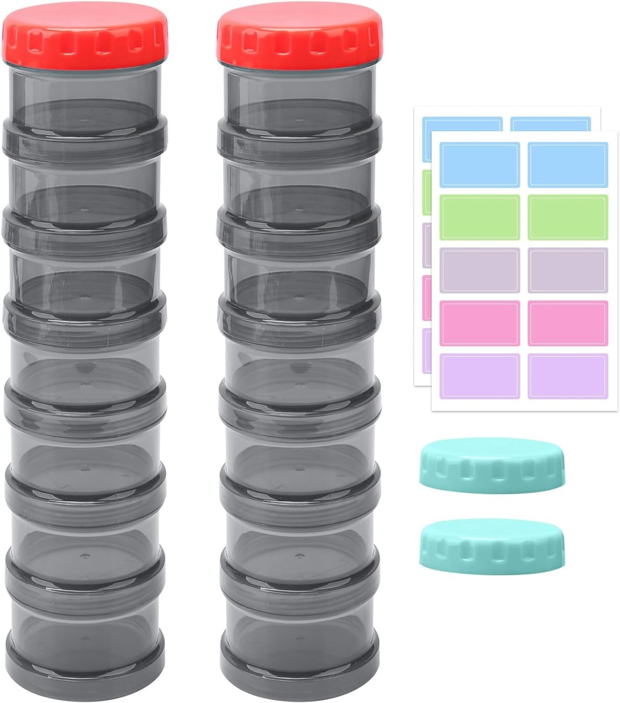2 Pack 7 Day Pill Organizer Case Stackable Weekly Supplements Vitamiinide hoidja Dispenser Suur läbipaistev must ekstra Lid