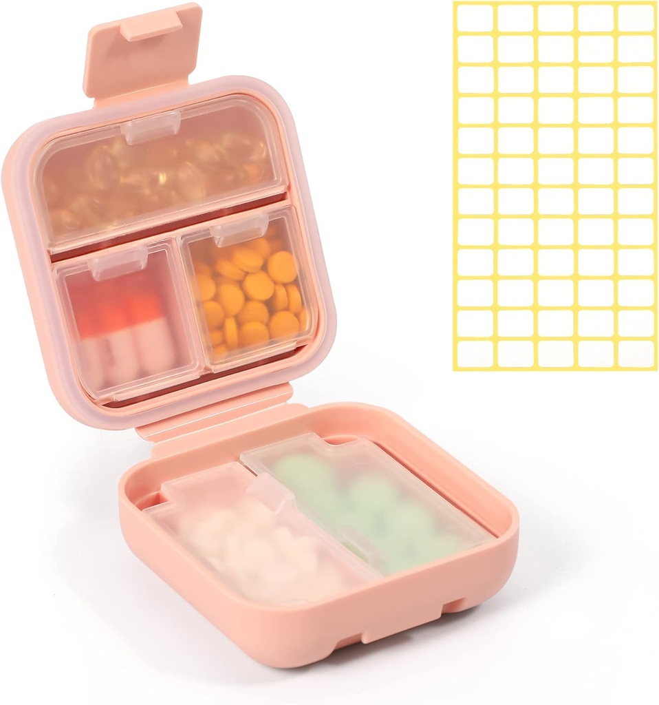 Dynippy Daily Pill Organizer 5 Kompartments Portable Niiskus Tõestus Väike Pill Juhtum Taskukott Reisipillid Box Portable Medicine Vitamiin Kalaõli Hoidja (Pink)