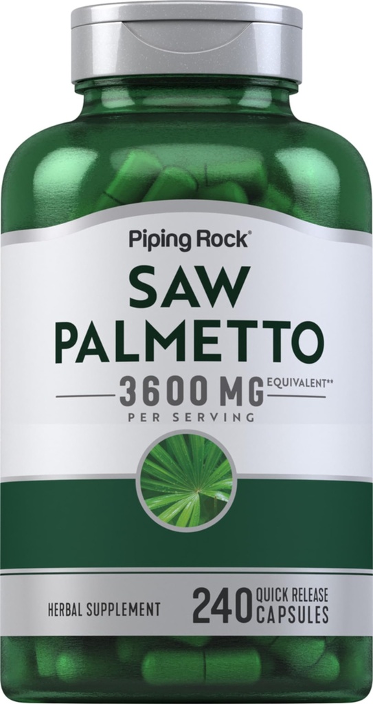 Piping Rock Saw Palmetto Extract 3600mg | 240 kapslit | meestele ja naistele | Mitte-GMO, Gluteenivaba täiendus