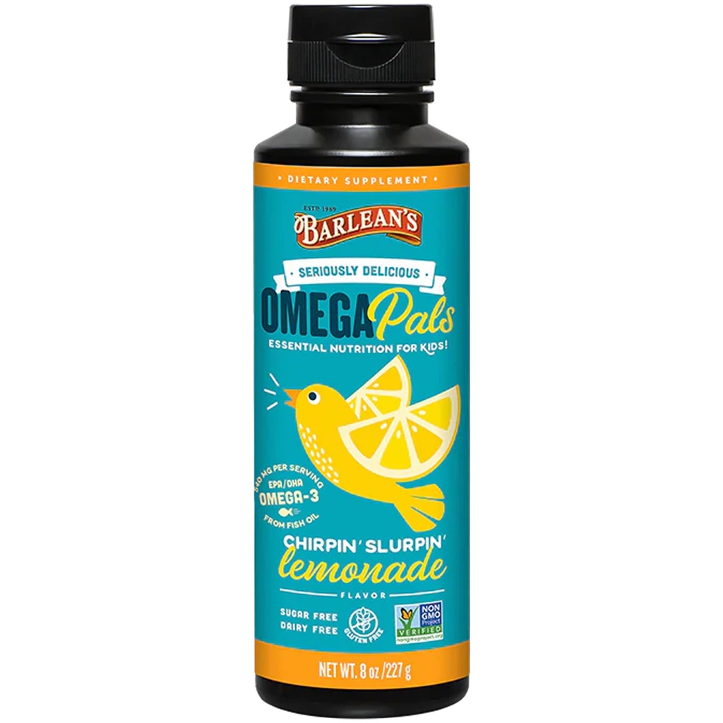 Barlean's Omega 3 Fish Oil Vedel toidulisand lastele, Chirpin' Slurpin' Lemonade, 540 mg EPA ja DHA rasvhape, 8 oz