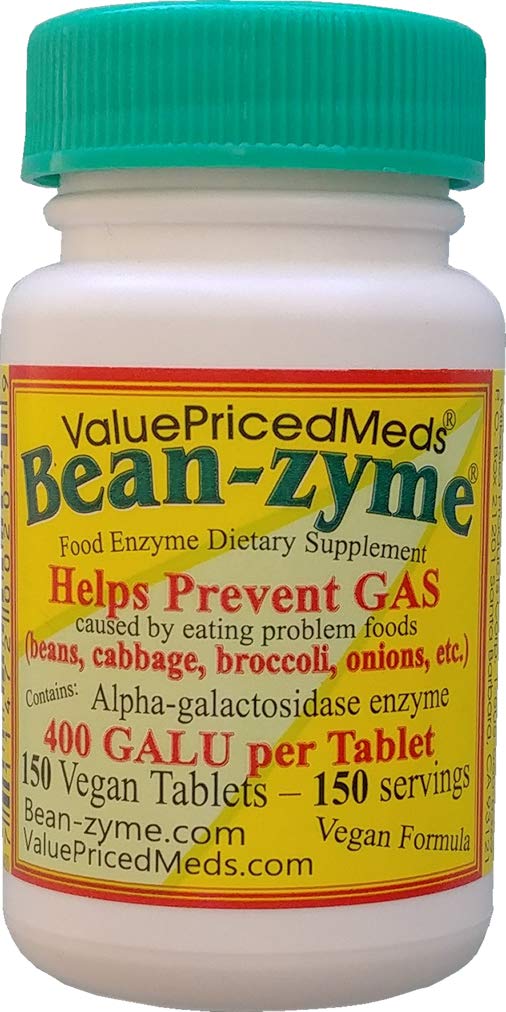Bean-Zyme Gas Relief täiskasvanutele Extra Tugevus (150 ct) on 400 GAUL tableti Alpha Galactosidase, Vegan, Kulud Vähem, Seedeensüümi Toidulisandi Looduslik toiduensüüm