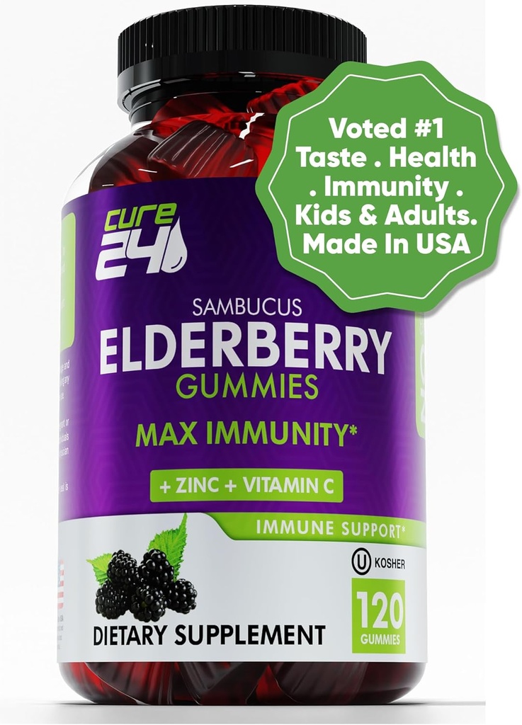 Elderberry Gummis C-vitamiini ja tsink 120 Count