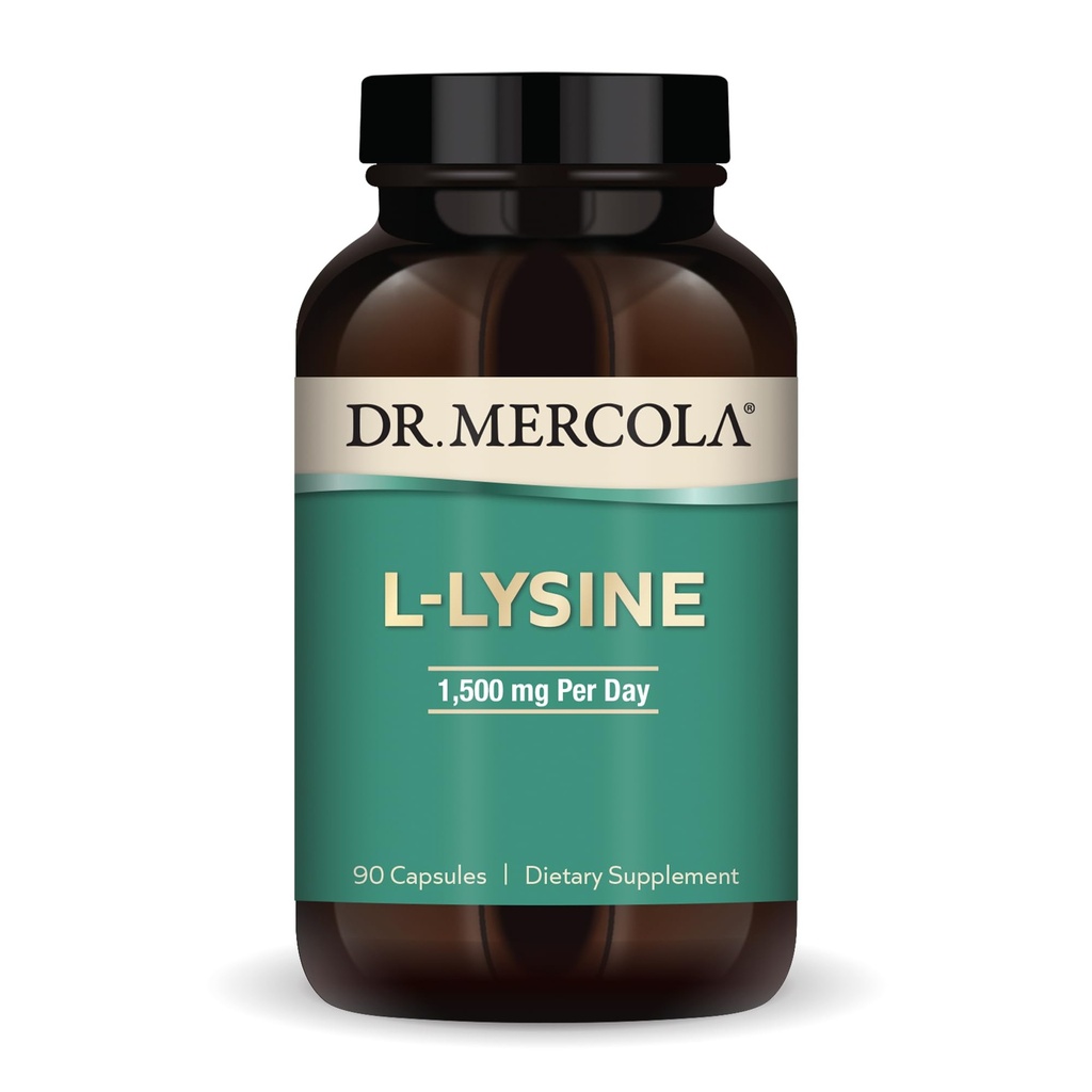 Dr Mercola L- lüsiin , 90 kapslit 1500 mg L- lüsiin , mitte- GMO , gluteenivaba , sojavaba