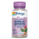 SOLARAY Korea ženšenni juureekstrakt - taimetoetus juhusliku stressi, energia ja füüsilise vastupidavuse jaoks - 5% žensenosiide - vegan, Lab verifitseeritud - 60 serveerimist, 60 VegCaps