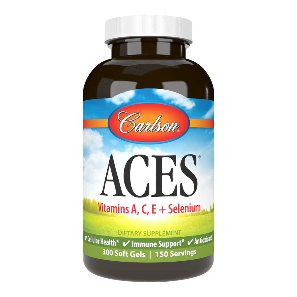 Carlson - ACES, vitamiinid A, C, E + Selenium, Cellular Health & Immune Support, Antioksüdant, 300 Softgels