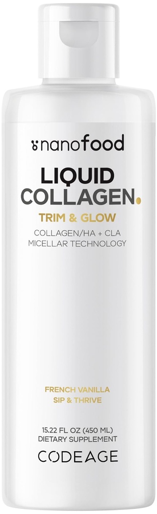 Kodegatsioon Vedel kollageeni lisand Vanilje maitse, ilu trimm ja kuma liposomaalsed kollageenpeptiidid, CLA konjugeeritud linoolhape, hüaluroonhape, E-vitamiin, hüdrolüüsitud, mitte-GMO, 15.22 fl oz