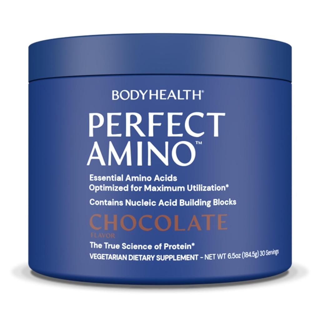 BodyHealth PerfectAmino Powder - BCAA ja EAA Pulber enne ja pärast treeningut - Aminohappe energiajook meestele ja naistele, et toetada Lean lihaseid ja taastumist - šokolaad - 30 serveerimist