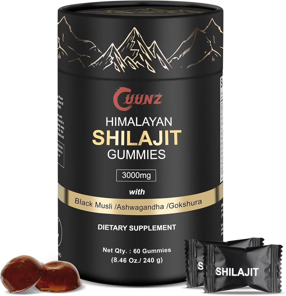 Himalayan Nutritious Shilajit Gummies Gold - Ashwagandha, Gokshura - Fulvic Acid - 85+ Trace Minerals - Meestele Naised - Ei Lisatud Suhkur (Shilajit Gold Gummies)