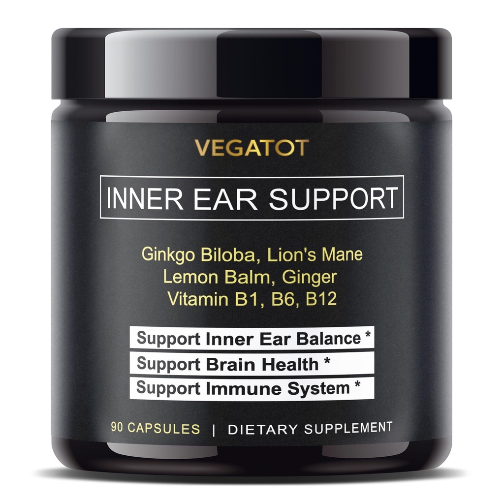 VEGATOT Vertigo Supplement * USA Valmistatud ja testitud * Sisekõrva täiendus koos Ginkgo Biloba Lõvi Mane Sidrun Balm Ginger VIT B1, B6, B12- peapööritus Spinning Sisekõrva tasakaal