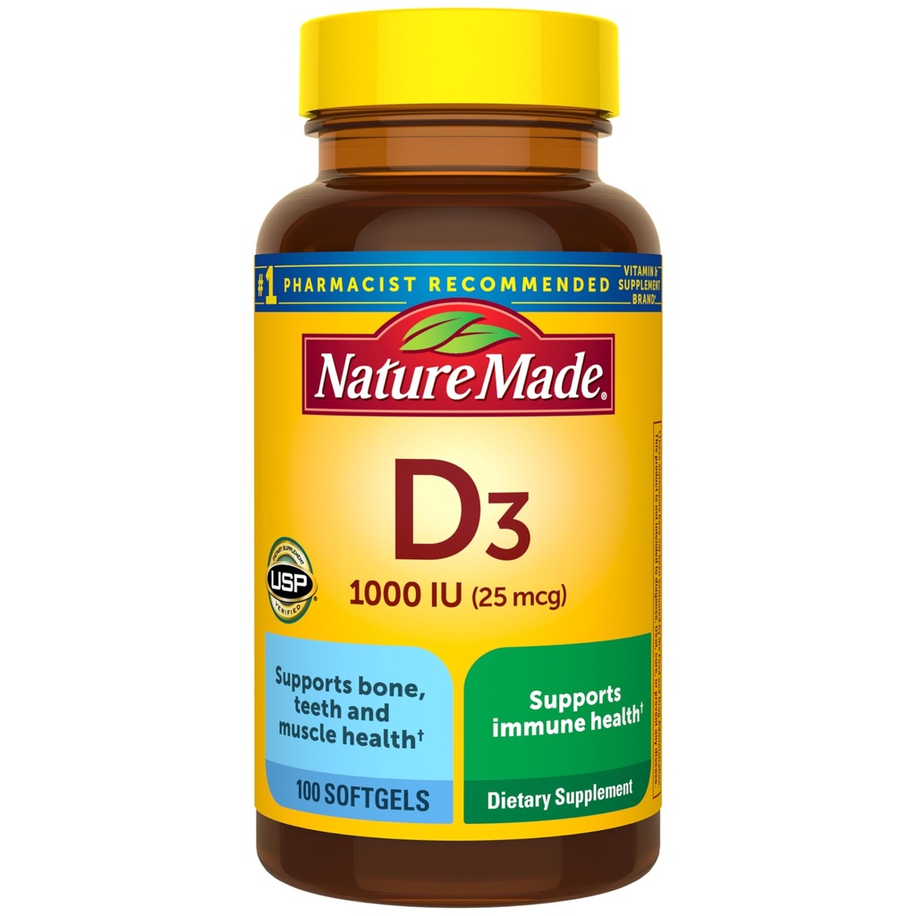 Loodus Made Vitamiin D3 1000 RÜ (25 mcg), D-vitamiini täiendus luudele, hammastele, lihastele ja immuunsüsteemile, 100 Softgels, 100 päeva pakkumine