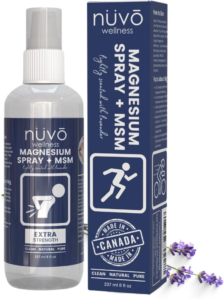 Nuvo Wellness Magneesium Spray koos MSM-iga - ekstra tugevus - kerge lavendli lõhn - 12oz