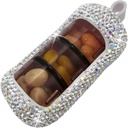 Bling Pill Korraldaja - Cute ja Compact Pill Box Purse - Stiilne Pill Case koos Sparkling Design - Travel-Friendly Medicine Holder -Slide in / Out Design Pill Korraldaja (hõbe)
