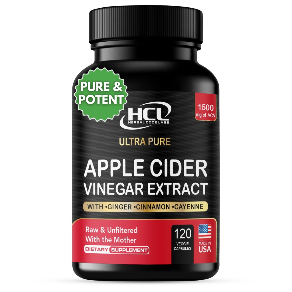 Õunasiidri äädikakapslid 1500 mg ekstrakt emaga - ekstra tugevus toores õunasiider Pills w Ginger Cayenne' i kaneel - Natural Detox Potent Digestion Cleaning System ACV Lisa