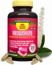 Armas menopausi täiendus + hormoonide tasakaal + kehakaalu juhtimine, kuumad vilgud, meeleolu kiiged, vaginaalne tervis ja kuivus | Black Cohosh, Dong Quai, Ashwagandha + probiootikumid, naiste täiendus, 60 ct