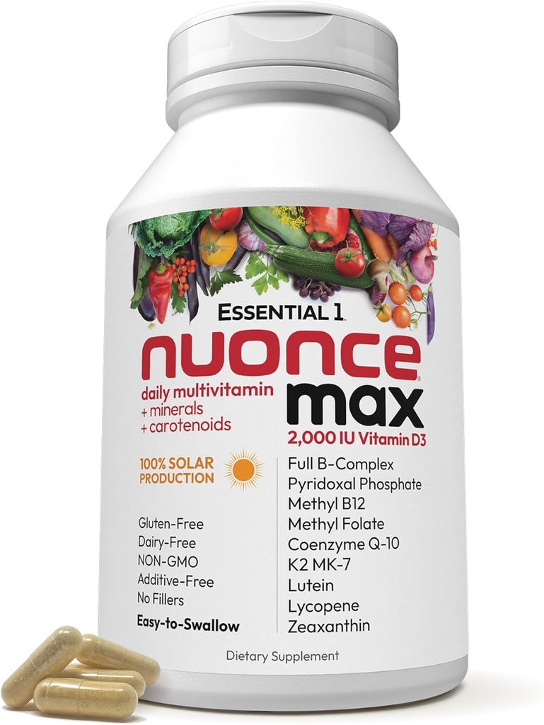 ANDREW LESSMAN Essential-1 nuonce max Multivitamiin 2000 RÜ Vitamiin D3 360 väikesed kapslid. 100 μg Metüül B12. CoQ10 Luteiin Lükopeen Zeaksanthin. Kõrge potentsiaaliga. Ei mingeid lisaaineid. UltraMild One Daily Kapsel