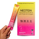 NEOTEIN: elektrolüütide pulbripaketid, valgupulber 10 g valgu ja kollageeniga | Hüdratsioonipaketid - nullsuhkur, NO täiteained, NO süsivesikuid | Maasikalemonaad | 40 kalorit | Keto & Paleo | Pakk 15