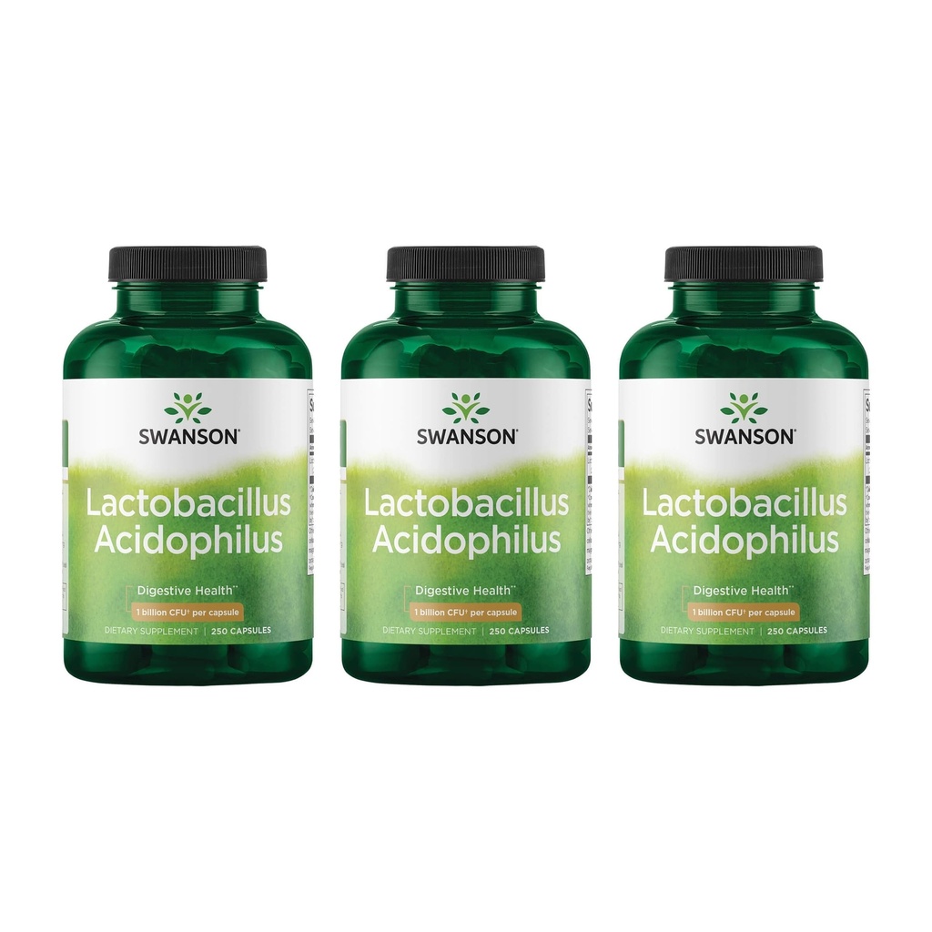 Swanson Lactobacillus Acidophilus - probiootiline täiendus seedetrakti tervise toetamiseks 1 miljardi CFU-ga kapsli kohta - edendab soole ja GI Tract tervist - (250 kapslit) 3 pakendit