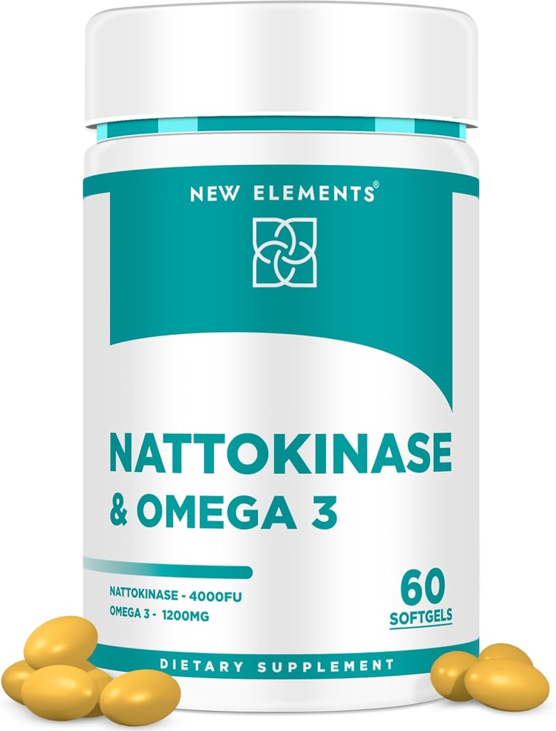 Omega 3 kalaõli 1200mg Nattokinaasi lisandiga 4000 FU Orgaaniline | DHA | EPA | Nattokinaas, mis on saadud Jaapani Nattost | Südame-veresoonkonna ja vereringe tugi | Südametervise tugi | 60 Softgels