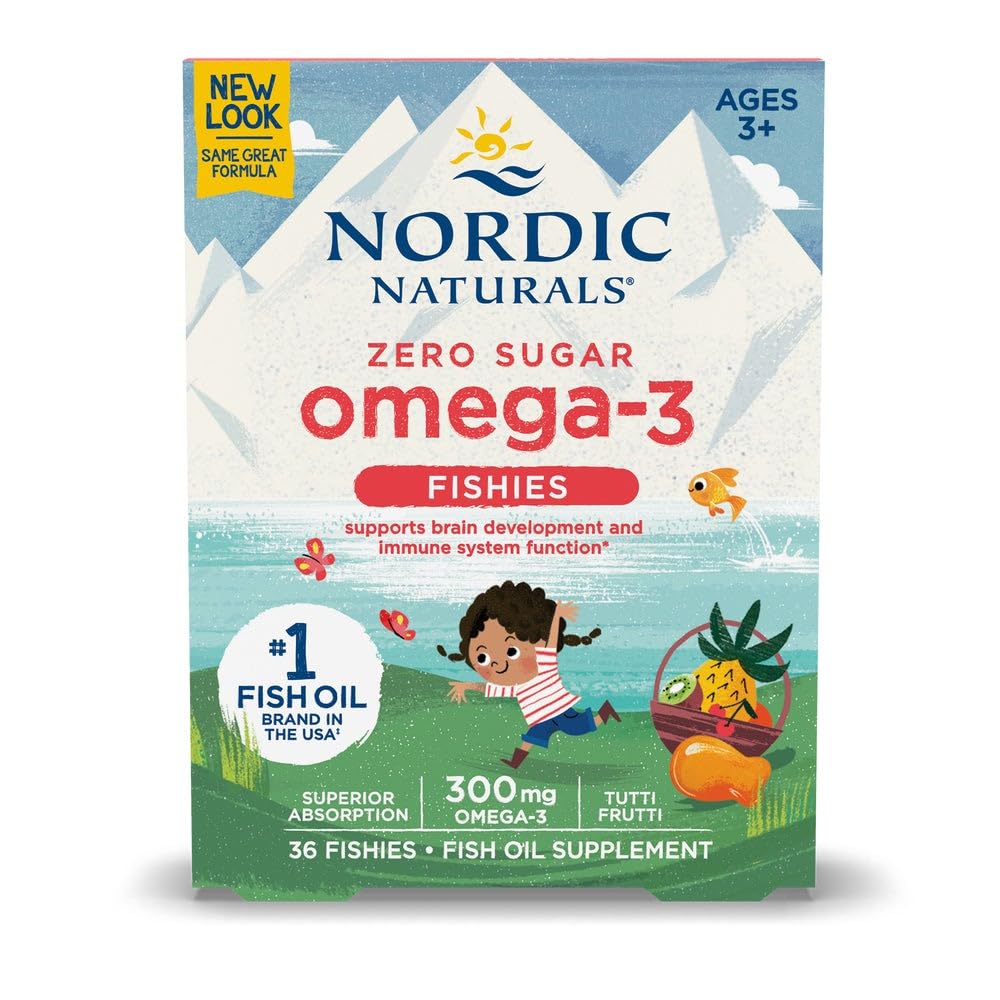 Nordic Naturals Nordic Omega-3 Fishies, Tutti Frutti - 36 Fishies - 300 mg Total Omega-3s EPA & DHA - Tervislik aju, meeleolu, nägemus ja immuunsüsteem - Non-GMO - 36 Servings