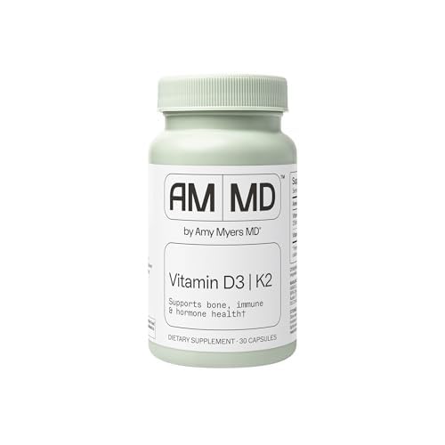 Amy Myers MD Vitamiin D3/K2 10 000 RÜ kapslid - igapäevane vitamiinilisa luudele, immuunsüsteemile ja hormoonidele Tervisetoetus - tervislik mõtteviis ja lõõgastusabi - 30 kapslit