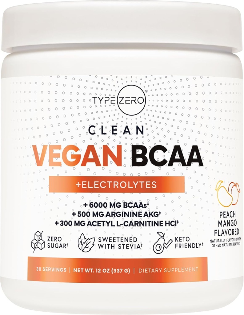 Ultra puhas Vegan BCAA pulber + elektrolüüdid (Peach Mango | 6G) 2:1:1 Suhkruvaba / Sukraloosivaba BCAA aminohapete lisand naistele / meestele - parim BCAA Vegan Aminohapped pärast treeningujärgset taastumisjooki