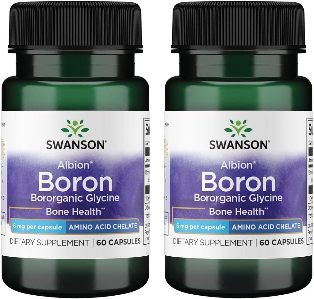 Swanson Boron Albionist - borogaaniline glütsiini lisand, mis toetab ühist tervist ja luude tervist - suure imendumisega valem võib toetada üldist tasakaalu - (60 kapslit, 6 mg igaüks) (2 pakendit)