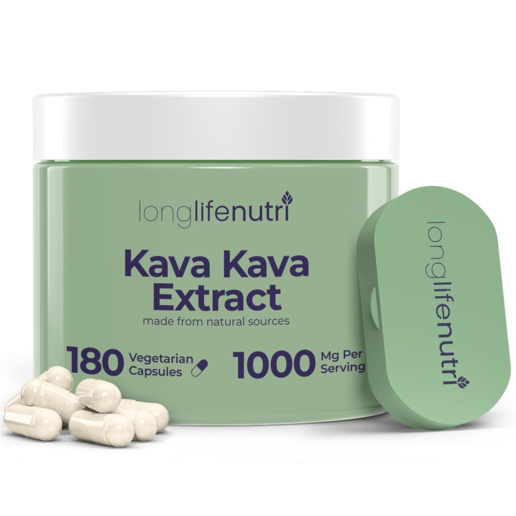 Kava Extract Supplements 1000mg | Natural maitsetaimed | Kõrge Piper Methysticum ja Kavalactones | 180 Taimekapslid