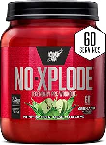 BSN N.O.-XPLODE Pre Workout Powder, Energy Supplement for Men and Women with Kreatiin and Beta-Alanine, Maitse: Green Apple, 60 Servings