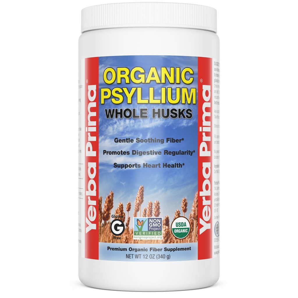 Yerba Prima Orgaaniline Psyllium Terved Husks 12 oz - Natural Dietary Fiber Supplement, Non GMO, Gluteenivaba, Keto ja Vegan Sõbralik Regularity Support, Maitsestamata