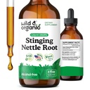 Wild & Organic Stinging Nettle Tinktuura - Stinginging Nettle Root Extract tilgad meestele ja naistele - Vedel Urtica Dioica Supplement - Vegan, suhkur & Alkoholivaba - 4 fl oz
