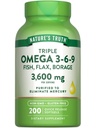 Nature's Truth Triple Omega 3 6 9 | 3600mg | 200 Softgels | Kala, Lina ja Borage Oils | Non-GMO & Gluteeni tasuta toidulisand