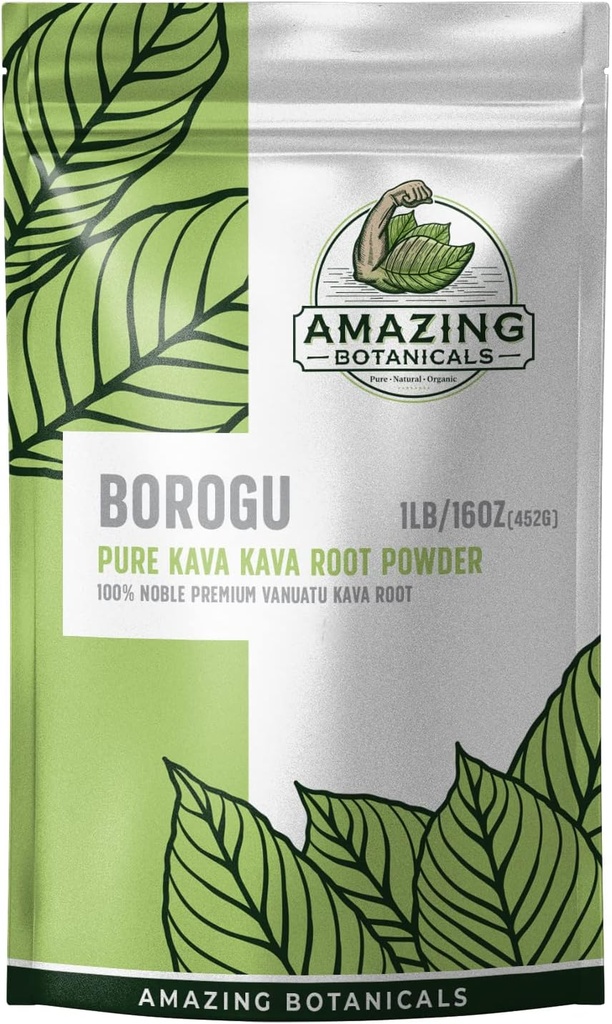 Amazing Botanicals Kava Root - Fresh Borogu Kava Root - 100% õilis Kava-Kava 16oz/1lb, 1 naela kott puhast parimat värsket Vanuatu Kava Juur