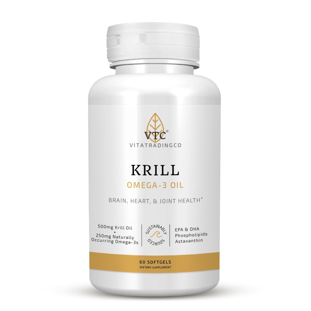 VTC VitaTradingCo. Krill Omega-3 õlilisand | 100mg Antarktika Neptuun Krill Oil (NKO) | EPA & DHA Astaksantiin | Aju, süda, liigeste ja silmade tugi | 60 Softgels