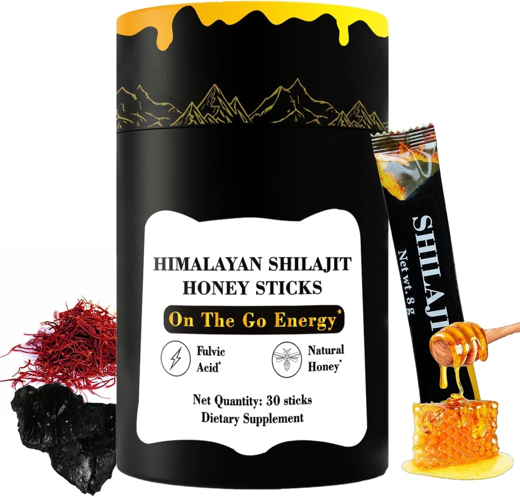 Himaalaja puhas Shilajit Honey Sticks Gold- Safran, Honey - 75% Fulvic Acid, 85+ Trace Minerals - meestele Naised - 30 Sticks (Shilajit Honey 30 Sticks)