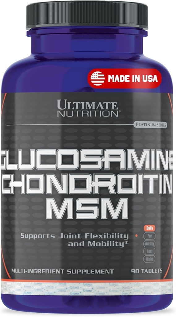 Ultimate Nutrition Glükosamiin, kondroitiin & MSM-i täiendus liigese paindlikkuse ja liikuvuse jaoks - toetab liigeste tervist, kõhre, sidekoe ja luu tugevust - meeste ja naiste abi - 90 tabletti