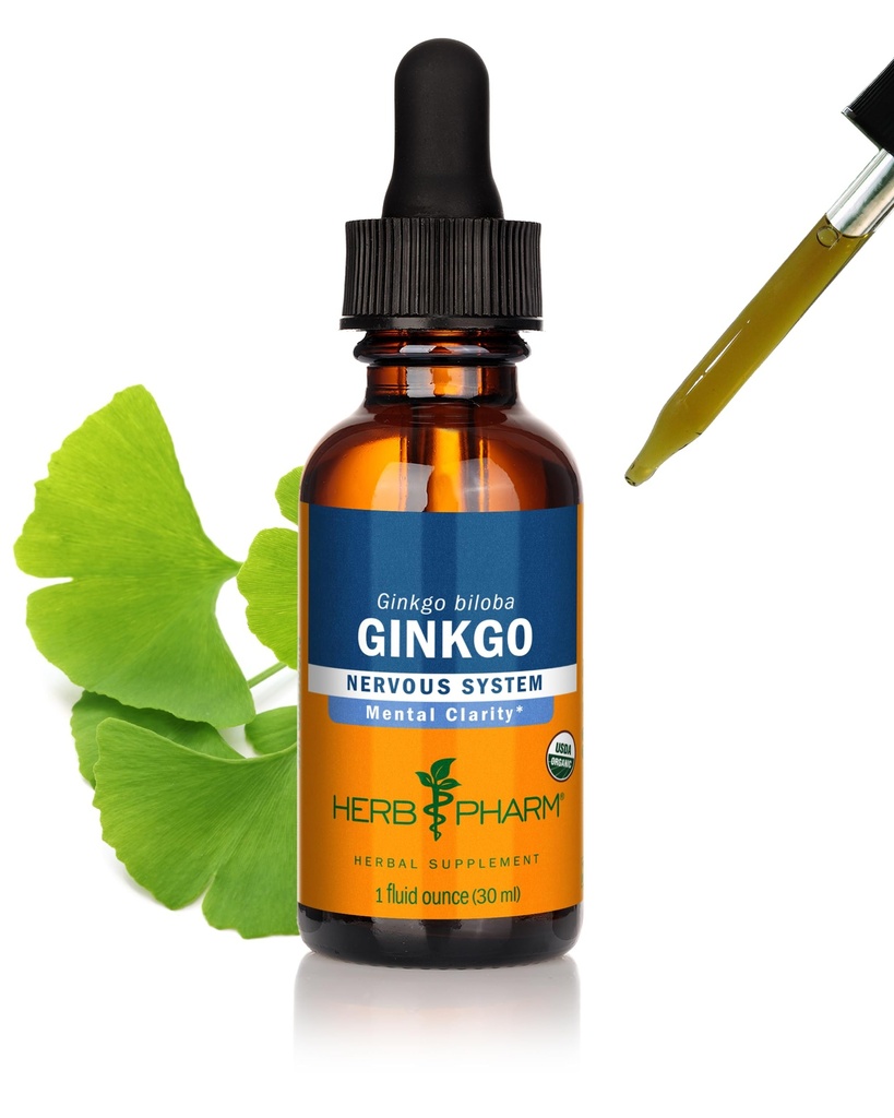 Herb Pharm Certified Organic Ginkgo Vedel Ekstrakt Mälu Ja Kontsentratsiooni - 1 Ounce (781468)