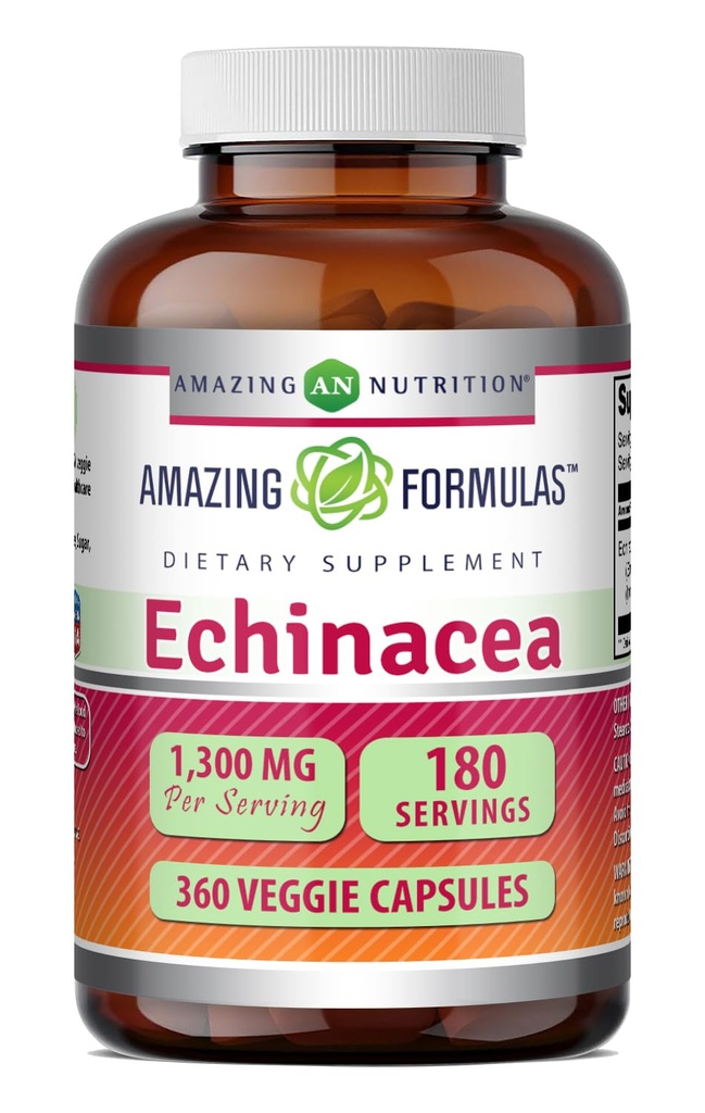 Amazing Formulas Echinacea | 1300 Mg per Serving | 360 Veggie kapslid | Non-GMO | Gluteenivaba | Valmistatud USAs