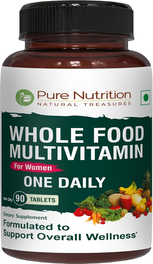 Pure Nutrition Whole Food Multivitamin for Women | 90 Tabs | One-A-Day | 100% RDA | 24 Natural Vitamins and Minerals | All Natural Plant Based Women's Multivitamin | 3 Months Supply