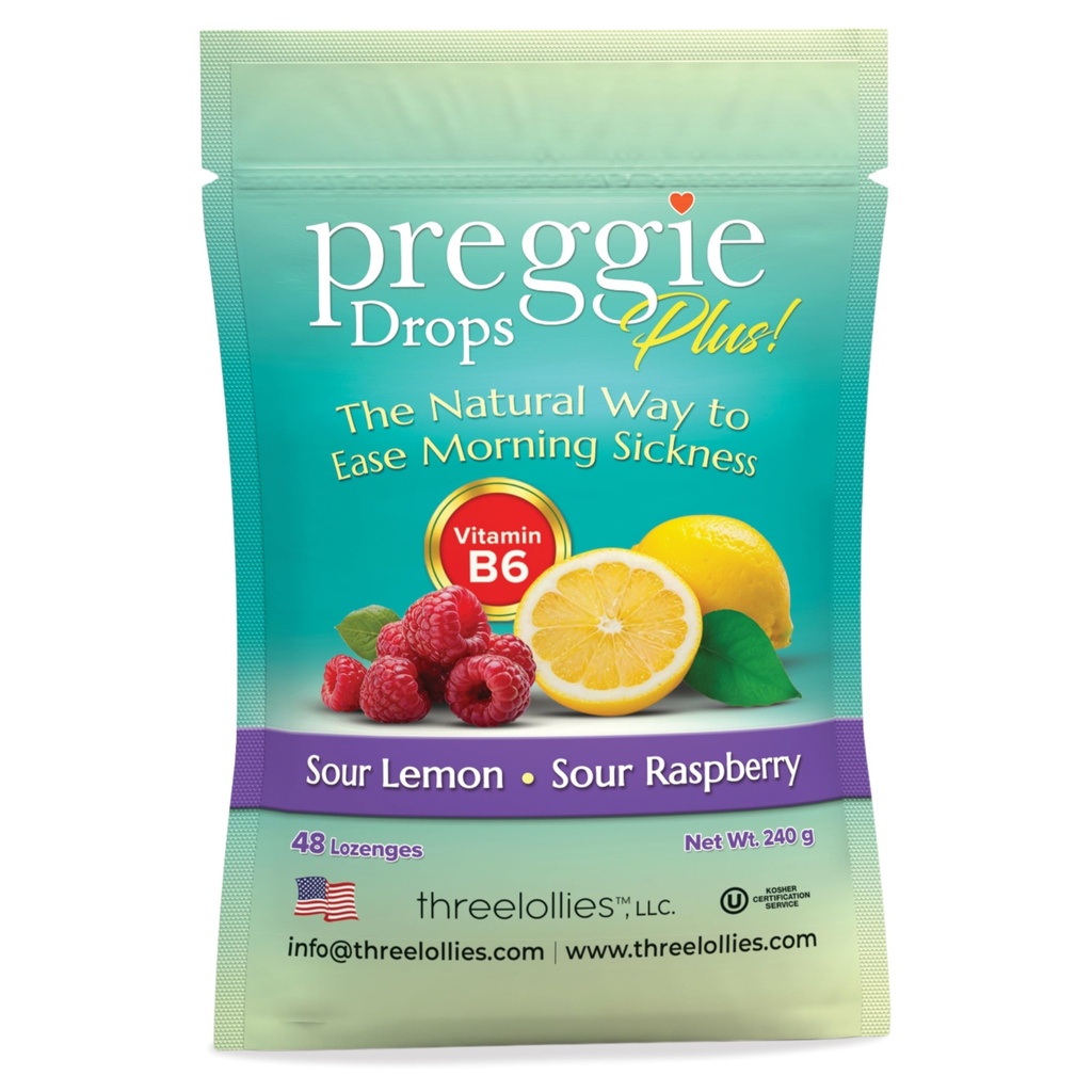 Preggie Pop tilgad Plus rikastatud vitamiiniga B6 - hommikune haigushüvitis, mis on rikastatud vitamiiniga B6. Preggie Pops rasedate naiste kommi tilkade leevendamiseks. Hapu vaarika ja hapu sidrun 48 krahv